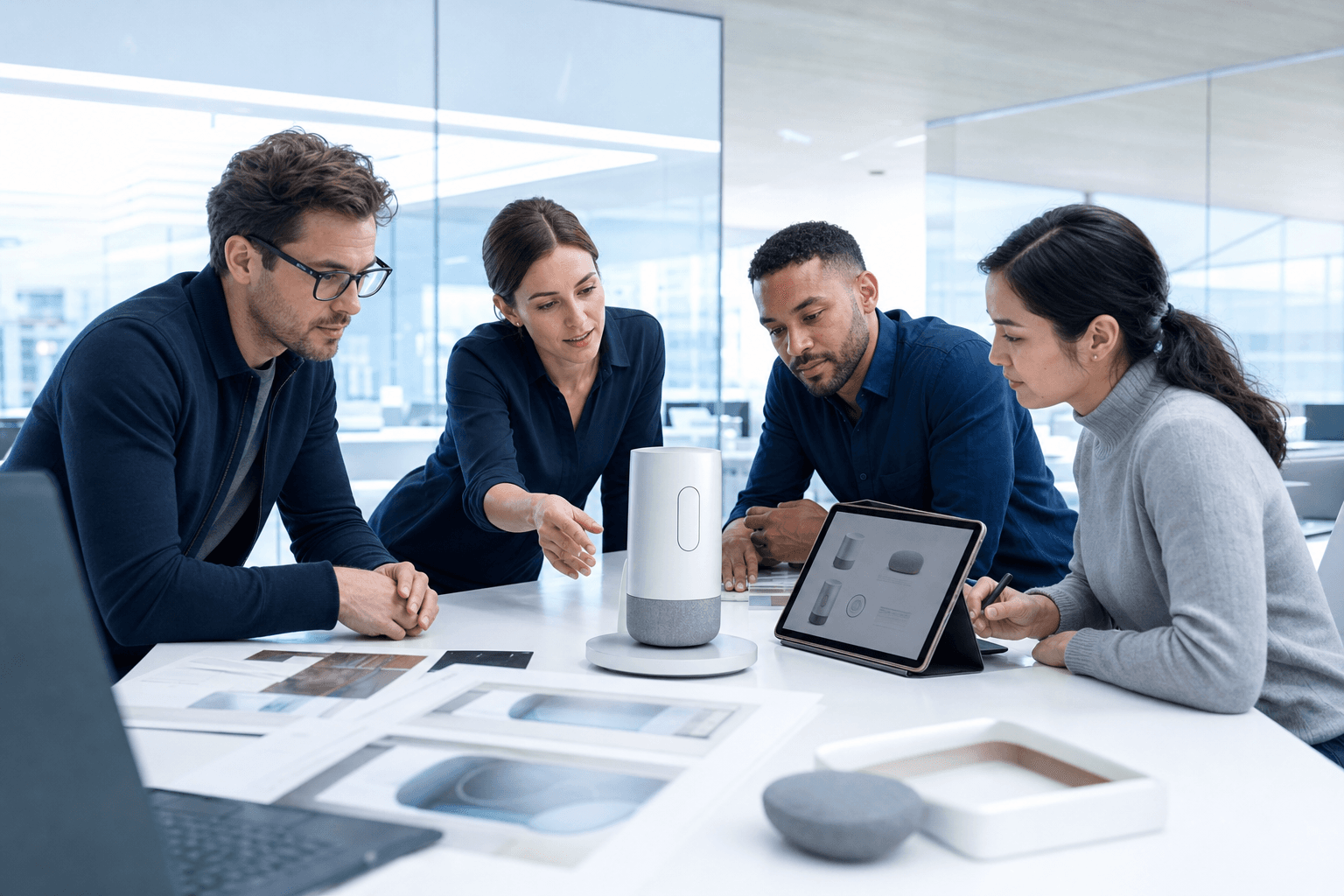 A professional team preparing a new product launch